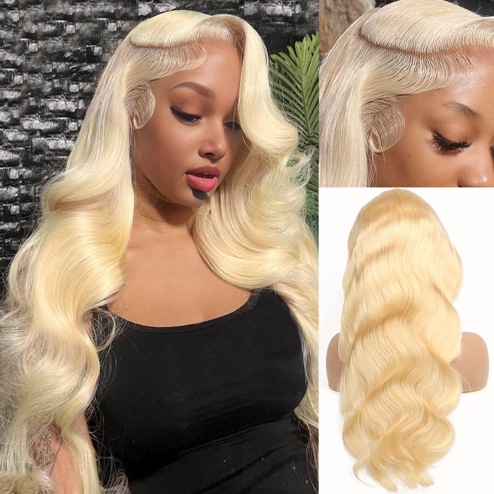 613 Blonde Body Wave Lace Front Wig - Peruca de Cabelo Humano Loiro Ondulado