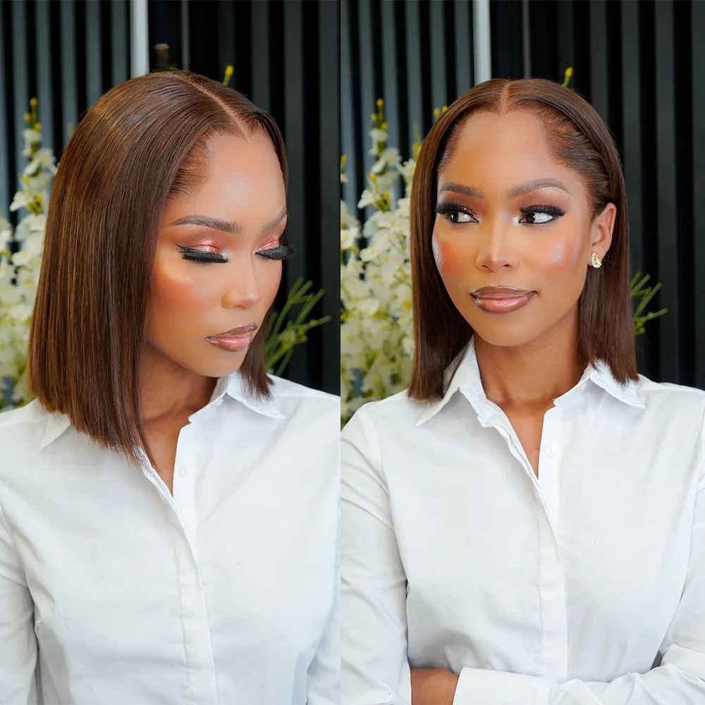 Peruca Castanho Escuro 13x4 HD - Pre Parted 13X4 Lace Front Bob Wig avaliação e preço