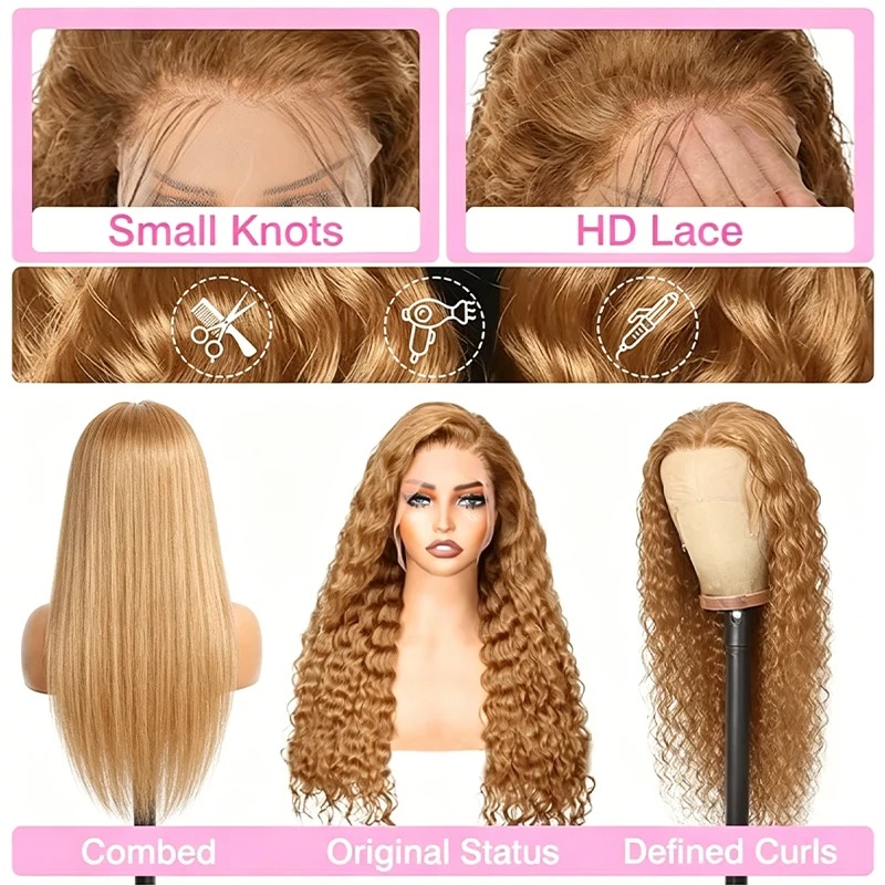34 38 Polegada mel loira peruc - Lace Front Wigs avaliação e preço