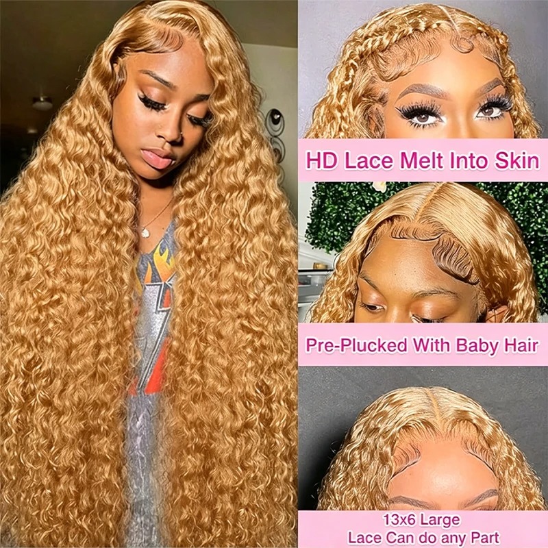 34 38 Polegada mel loira peruc - Lace Front Wigs avaliação e preço