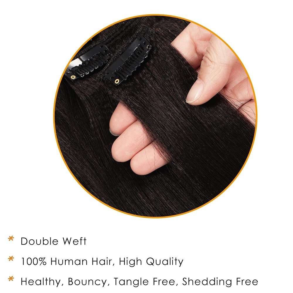 Extensões de cabelo com presil - Seamless Clip In Hair Extensions Human Hair avaliação e preço