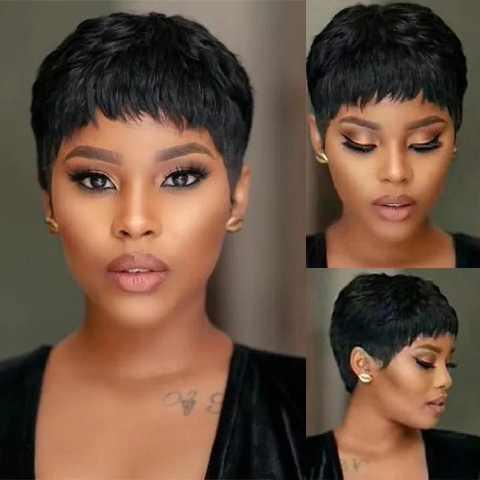 Perucas de cabelo humano curto - Short Pixie Cut Wig Human Hair Cheap avaliação e preço