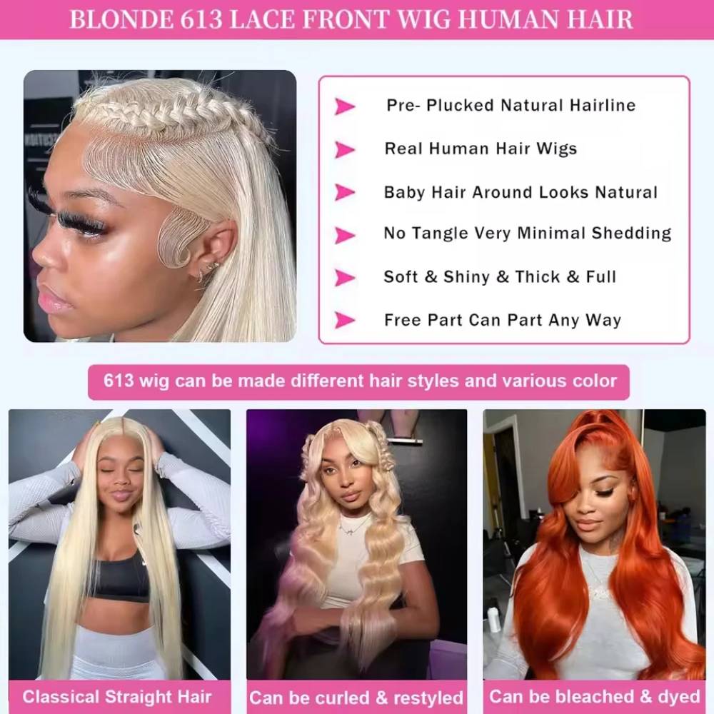 Perucas de Cabelo Humano 613 c - Hd Lace Frontal Wig Human Hair Pre Plucked avaliação e preço