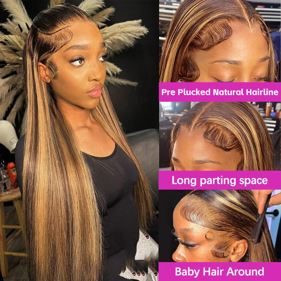 Perucas de Cabelo Humano Liso  - Hd Lace Frontal Wig Human Hair Pre Plucked avaliação e preço