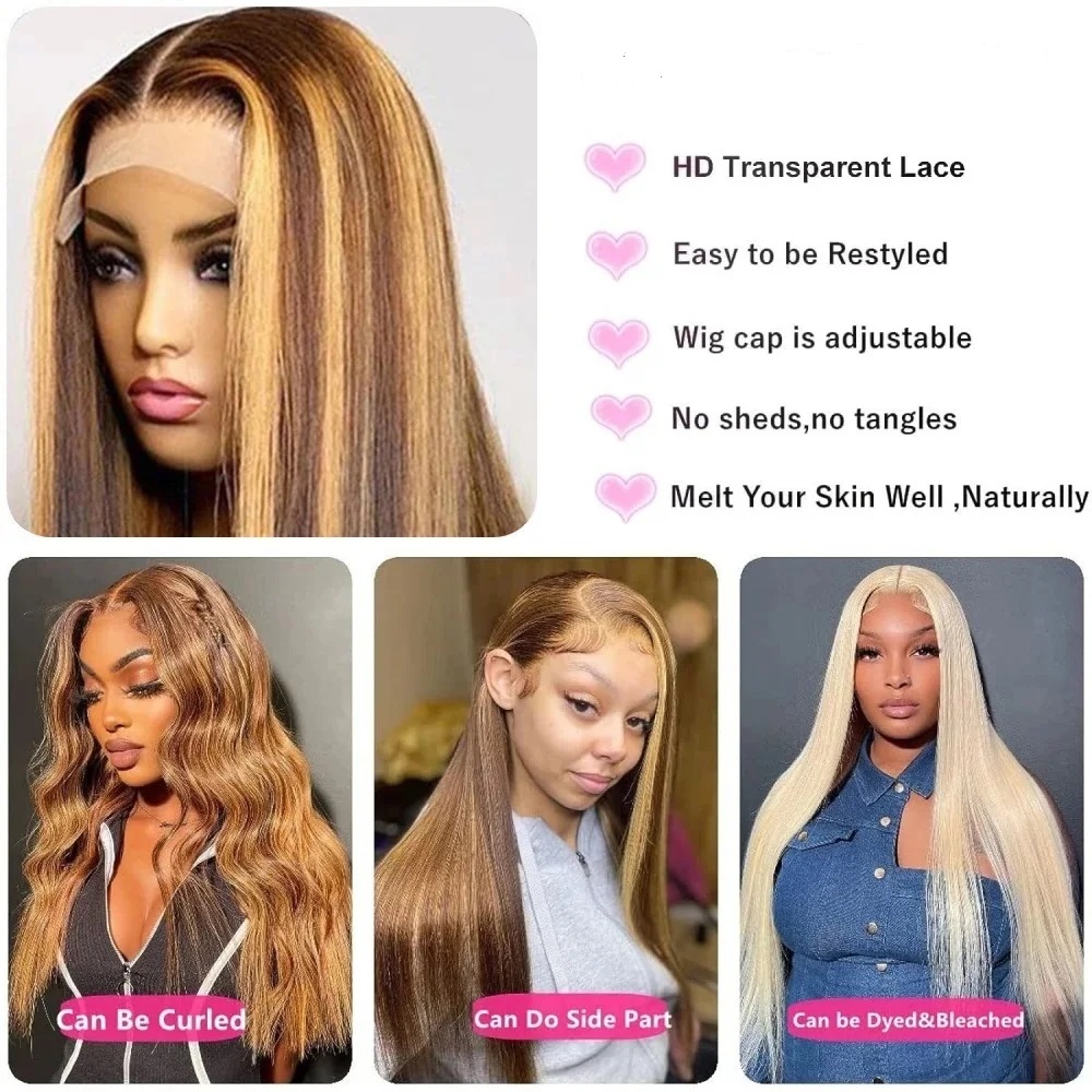 Perucas de Cabelo Humano Liso  - Hd Lace Frontal Wig Human Hair Pre Plucked avaliação e preço